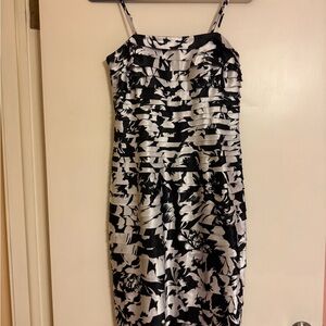 White House Black Market - Elegant Black and White Floral Dress